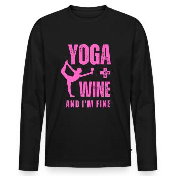 Yoga Wein Weinliebhaber Meditation Sport Freizet - Männer Premium Bio Langarmshirt - Schwarz - Vorne - Nico (187cm)