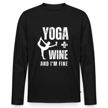 Yoga Wein Weinliebhaber Meditation Sport Freizet - Männer Premium Bio Langarmshirt - Schwarz - Vorne - Nico (187cm)