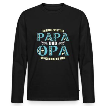 Papa Opa Vatertag Geschenk Weihnachten Funshirt - Männer Premium Bio Langarmshirt - Schwarz - Vorne - Nico (187cm)