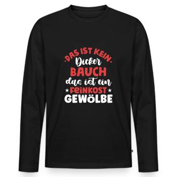 Dicker Bauch, Feinkostgewölbe, Feinschmecker, Fun - Männer Premium Bio Langarmshirt - Schwarz - Vorne - Nico (187cm)
