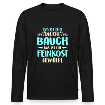 Dicker Bauch, Feinkostgewölbe, Feinschmecker, Fun - Männer Premium Bio Langarmshirt - Schwarz - Vorne - Nico (187cm)