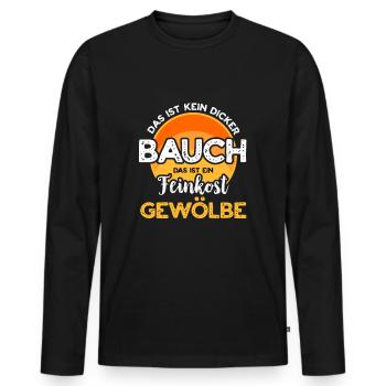 Dicker Bauch, Feinkostgewölbe, Feinschmecker, Fun - Männer Premium Bio Langarmshirt - Schwarz - Vorne - Nico (187cm)