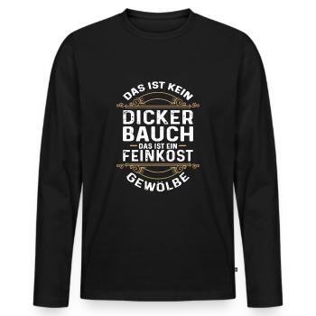 Dicker Bauch, Feinkostgewölbe, Feinschmecker, Fun - Männer Premium Bio Langarmshirt - Schwarz - Vorne - Nico (187cm)