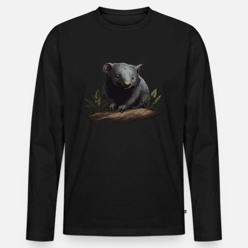 Wombat Baby Australien - Männer Premium Bio Langarmshirt - Schwarz