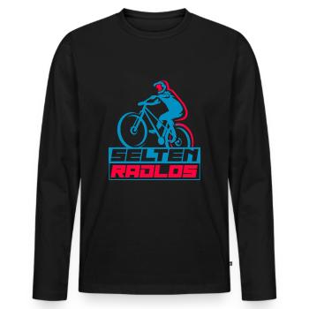Coole Fahrrad und Mountainbike Geschenke MTB - Männer Premium Bio Langarmshirt - Schwarz - Vorne - Nico (187cm)