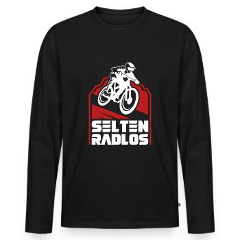 Coole Fahrrad und Mountainbike Geschenke MTB - Männer Premium Bio Langarmshirt - Schwarz - Vorne - Nico (187cm)