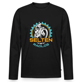 Coole Fahrrad und Mountainbike Geschenke MTB - Männer Premium Bio Langarmshirt - Schwarz - Vorne - Nico (187cm)