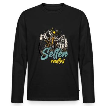 Coole Fahrrad und Mountainbike Geschenke MTB - Männer Premium Bio Langarmshirt - Schwarz - Vorne - Nico (187cm)