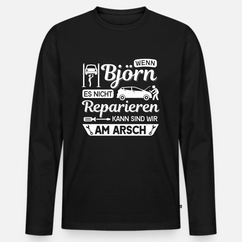 Björn - Männer Premium Bio Langarmshirt - Schwarz
