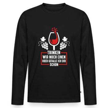 Trinken wir noch einen? Lustiger Spruch Funshirt - Männer Premium Bio Langarmshirt - Schwarz - Vorne - Nico (187cm)