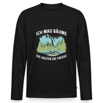 Ich mag Bäume! Lustiger Spruch Wald Natur Funshirt - Männer Premium Bio Langarmshirt - Schwarz - Vorne - Nico (187cm)