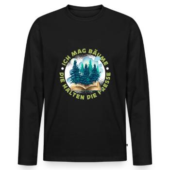 Ich mag Bäume! Lustiger Spruch Wald Natur Funshirt - Männer Premium Bio Langarmshirt - Schwarz - Vorne - Nico (187cm)