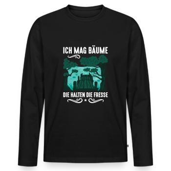 Ich mag Bäume! Lustiger Spruch Wald Natur Funshirt - Männer Premium Bio Langarmshirt - Schwarz - Vorne - Nico (187cm)