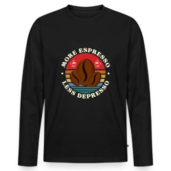 More Espresso, Coffee, Kaffee, Latte, Geschenkidee - Männer Premium Bio Langarmshirt - Schwarz - Vorne - Nico (187cm)