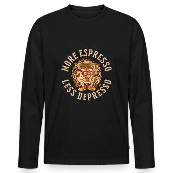 Espresso, Kaffee, Coffee, Cappu, Latte, Morgens - Männer Premium Bio Langarmshirt - Schwarz - Vorne - Nico (187cm)