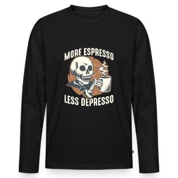 Espresso, Kaffee, Coffee, Cappuccino, Geschenkidee - Männer Premium Bio Langarmshirt - Schwarz - Vorne - Nico (187cm)
