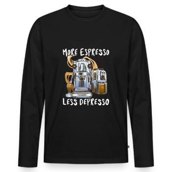 Espresso, Coffee, Kaffee, Cappuccino, Heißgetränk - Männer Premium Bio Langarmshirt - Schwarz - Vorne - Nico (187cm)