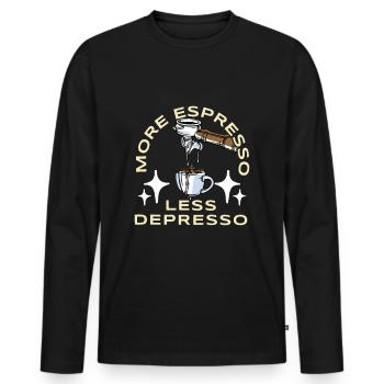 Espresso, Cappuccino, Latte, Kaffee, Geschenkidee - Männer Premium Bio Langarmshirt - Schwarz - Vorne - Nico (187cm)