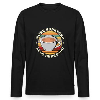 More Espresso, Coffee, Kaffee, Latte, Geschenkidee - Männer Premium Bio Langarmshirt - Schwarz - Vorne - Nico (187cm)
