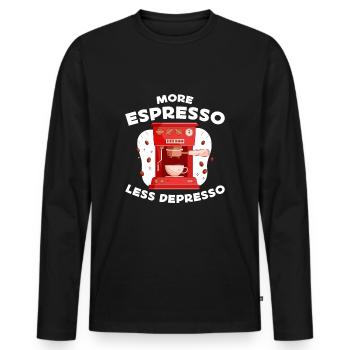 Espresso, Coffee, Kaffee, Cappu, Latte, Geschenk - Männer Premium Bio Langarmshirt - Schwarz - Vorne - Nico (187cm)