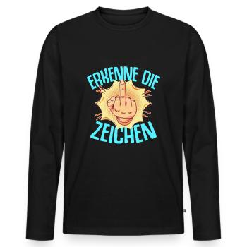 Mittelfinger Skelett Hand Funshirt Stinkefinger - Männer Premium Bio Langarmshirt - Schwarz - Vorne - Nico (187cm)