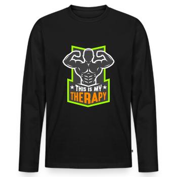 Entraînement, Fitness, Gym, Entraînement, Sports, Fun - T-shirt manches longues Premium bio Homme - noir - Devant - Nico (187cm)
