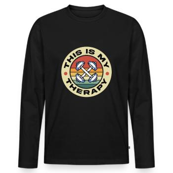 Entraînement, Fitness, Gym, Entraînement, Sports, Fun - T-shirt manches longues Premium bio Homme - noir - Devant - Nico (187cm)