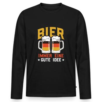 Bier Gute Idee Biertrinken Saufen Party Funshirt - Männer Premium Bio Langarmshirt - Schwarz - Vorne - Nico (187cm)