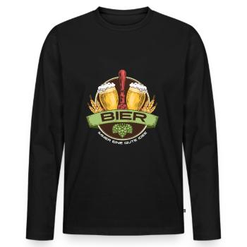 Bier Gute Idee Biertrinken Saufen Party Funshirt - Männer Premium Bio Langarmshirt - Schwarz - Vorne - Nico (187cm)