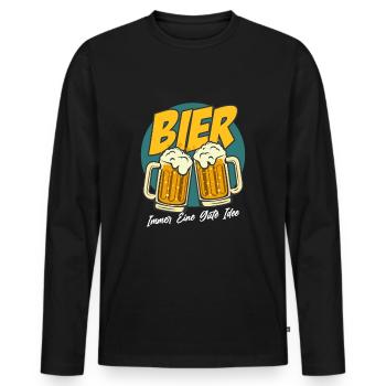 Bier Gute Idee Biertrinken Saufen Party Funshirt - Männer Premium Bio Langarmshirt - Schwarz - Vorne - Nico (187cm)