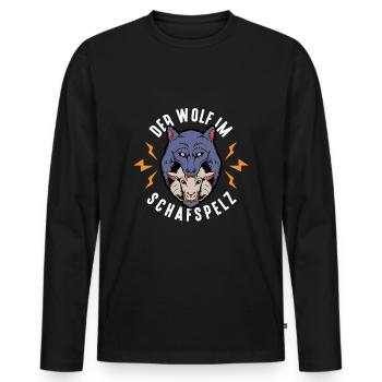 Wolf im Schafspelz, Wölfe, Rudel, Geschenkidee - Männer Premium Bio Langarmshirt - Schwarz - Vorne - Nico (187cm)