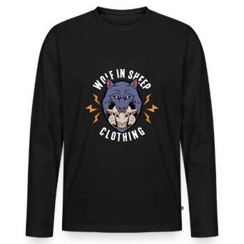 Wolf im Schafspelz, Wölfe, Schafe, Geschenk, Fun - Männer Premium Bio Langarmshirt - Schwarz - Vorne - Nico (187cm)