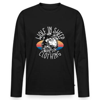 Wolf im Schafspelz, Funshirt, Wölfe, Schafe, Fun - Männer Premium Bio Langarmshirt - Schwarz - Vorne - Nico (187cm)