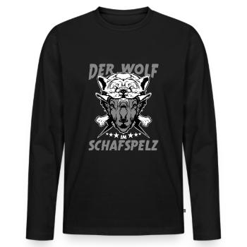Wolf im Schafspelz, Wölfe, Schafe, Geschenkidee - Männer Premium Bio Langarmshirt - Schwarz - Vorne - Nico (187cm)