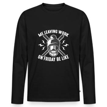 Leaving Work on Friday, Après, Skiing, Alps - Men's Premium Organic Long Sleeve Shirt - black - Front - Nico (187cm)