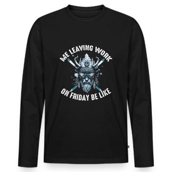 Leaving Work on Friday, Funshirt, Sayings, Holiday - Men's Premium Organic Long Sleeve Shirt - black - Front - Nico (187cm)
