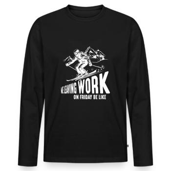 Leaving Work on Friday, Skiing, Slope, Downhill - Men's Premium Organic Long Sleeve Shirt - black - Front - Nico (187cm)