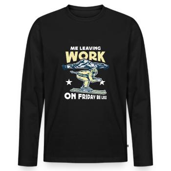 Leaving Work on Friday, Skiing, Downhill, Alps - Men's Premium Organic Long Sleeve Shirt - black - Front - Nico (187cm)