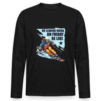Leaving Work on Friday, Holiday, Skiing, Alps - Men's Premium Organic Long Sleeve Shirt - black - Front - Nico (187cm)