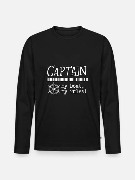 Kaptajn Kaptain - min båd, mine regler - Premium økologisk langærmet T-shirt til mænd - sort