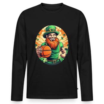 St. Patrick's Day Kleeblatt Basketball - Männer Premium Bio Langarmshirt - Schwarz - Vorne - Nico (187cm)
