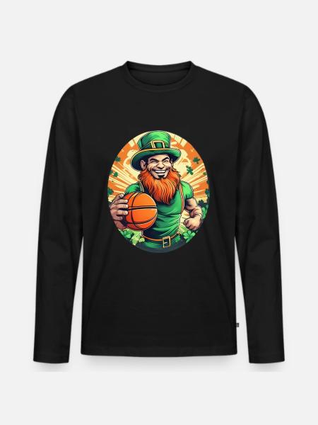 Basket-ball Trèfle de la Saint-Patrick - T-shirt manches longues Premium bio Homme - noir