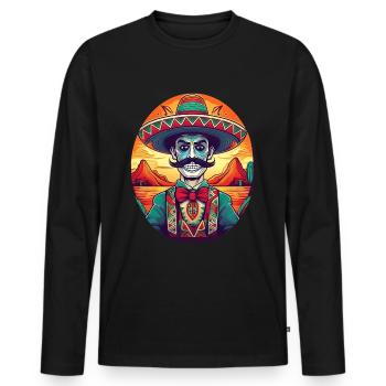 5 de Mayo Party Drinko de Mayo Sugar Skull Sombr - Men's Premium Organic Long Sleeve Shirt - black - Front - Nico (187cm)