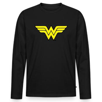 Justice League Wonder Woman Logo - T-shirt manches longues Premium bio Homme - noir - Devant - Nico (187cm)