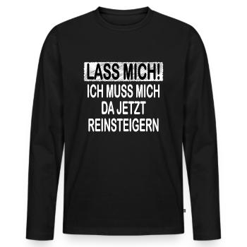 Lass Mich! - Männer Premium Bio Langarmshirt - Schwarz - Vorne - Nico (187cm)
