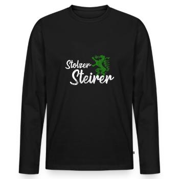 Stolzer Steirer Steiermark Motiv Mann Junge - Männer Premium Bio Langarmshirt - Schwarz - Vorne - Nico (187cm)