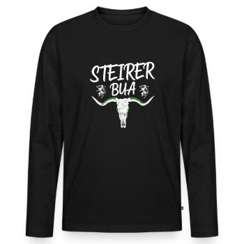Steirer Bua Motiv Steiermark - Männer Premium Bio Langarmshirt - Schwarz - Vorne - Nico (187cm)