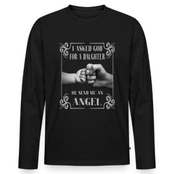 Père Fille Bébé Enfant Design - T-shirt manches longues Premium bio Homme - noir - Devant - Nico (187cm)