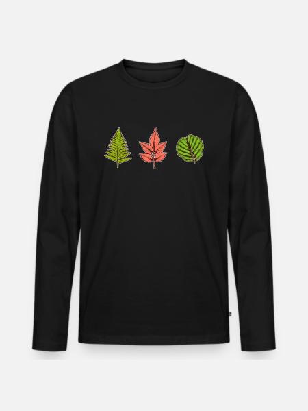 Leaves - Fern / Rose / Alder - Men's Premium Organic Long Sleeve Shirt - black
