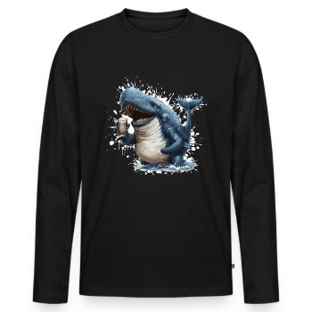 Bière de baleine drôle - T-shirt manches longues Premium bio Homme - noir - Devant - Nico (187cm)